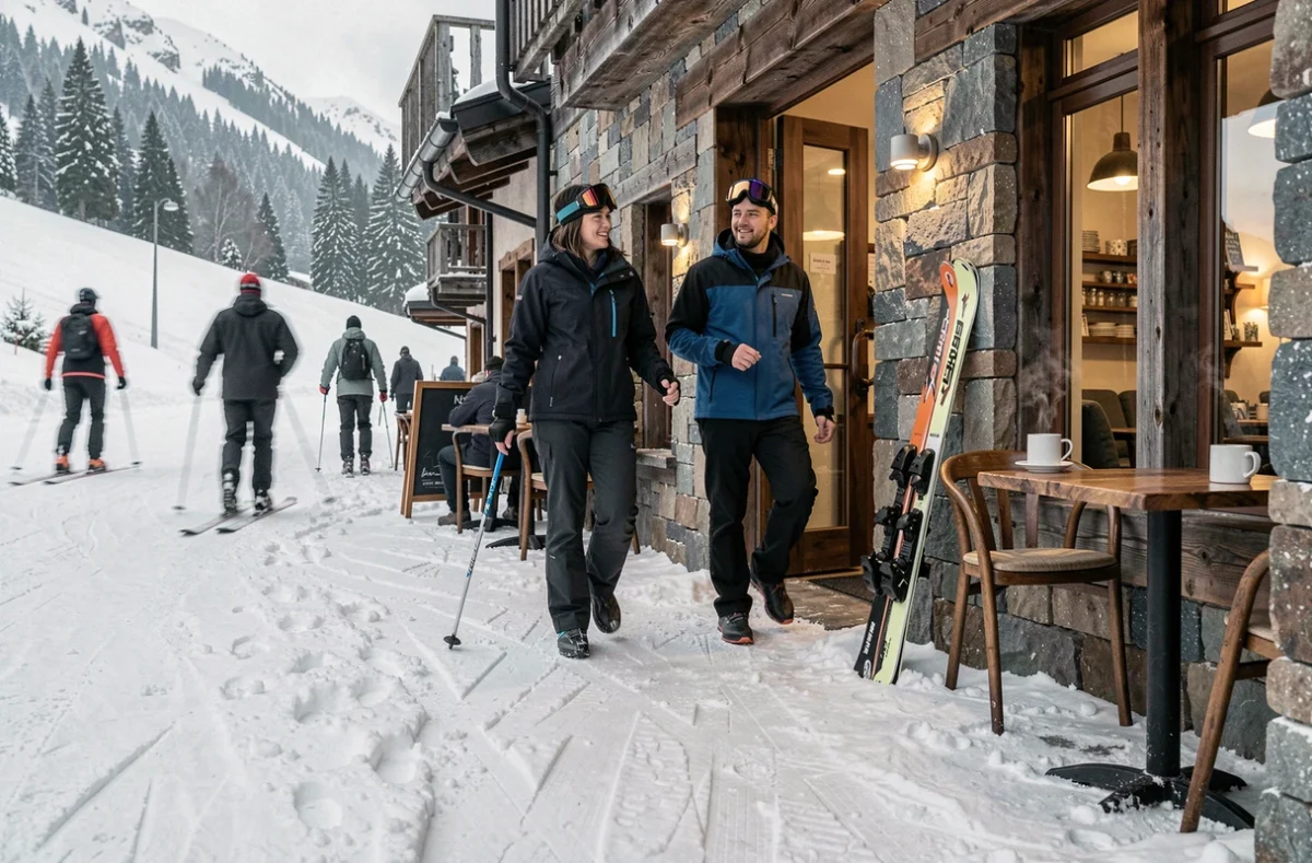 Accès direct aux pistes depuis le rez-de-chaussée d'une résidence côté front de neige à la Croisette des Menuires
