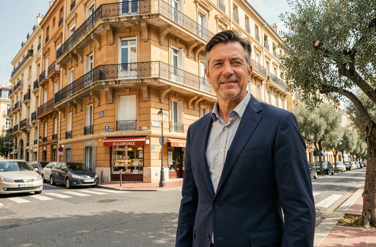 Agent immobilier devant un immeuble haussmannien à Marseille dans un arrondissement prisé pour l'investissement immobilier