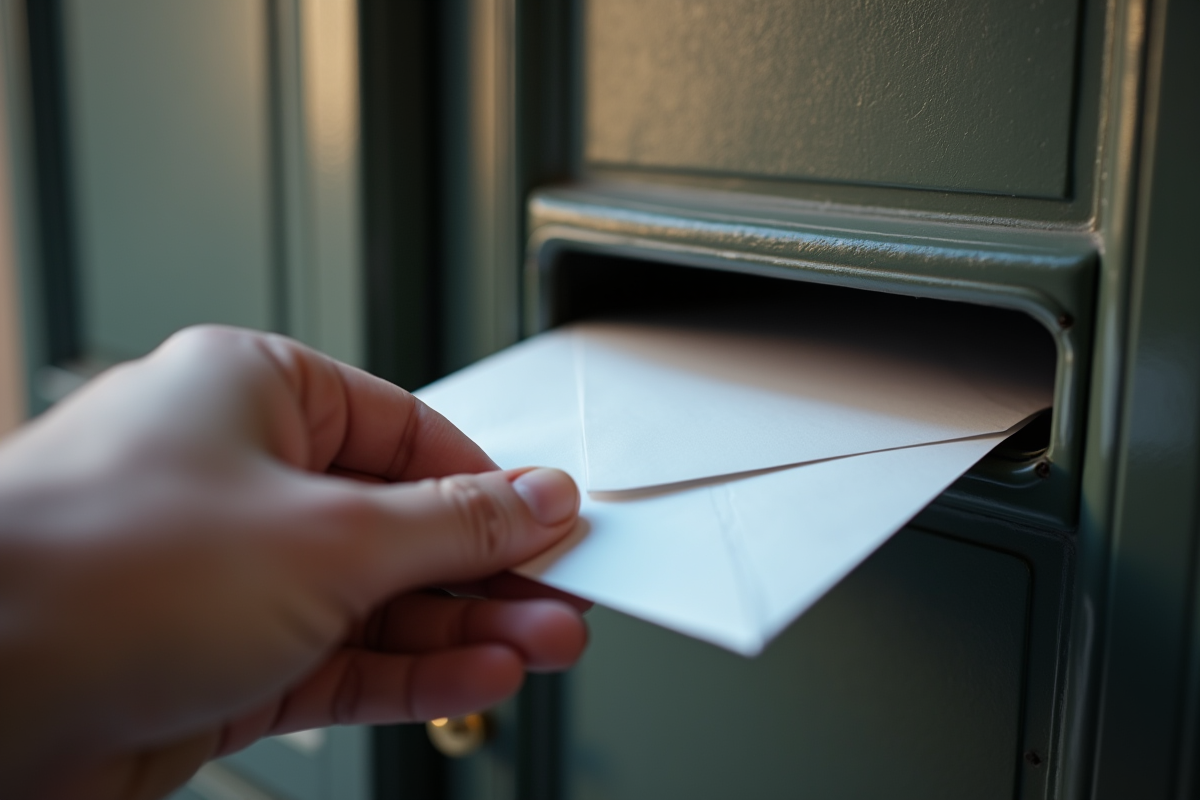 Boîte aux lettres d appartement en France avec lettre visible