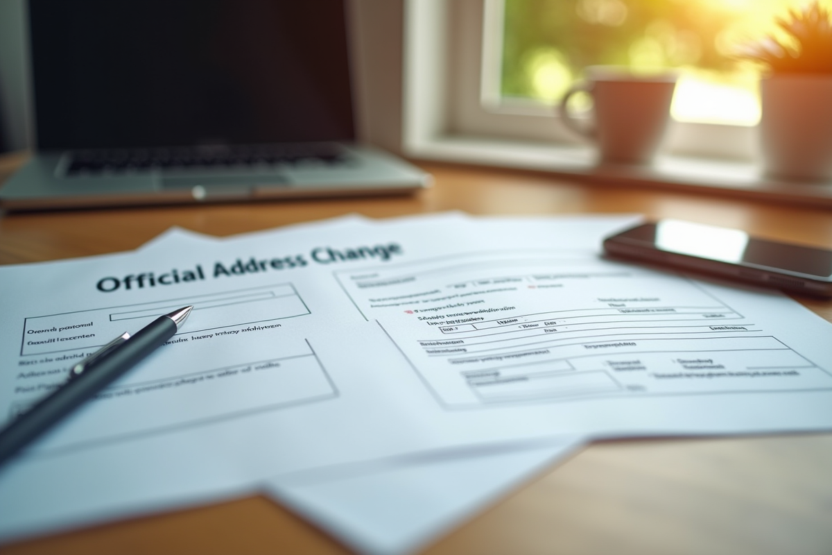 Espace de travail organisé avec documents de changement d