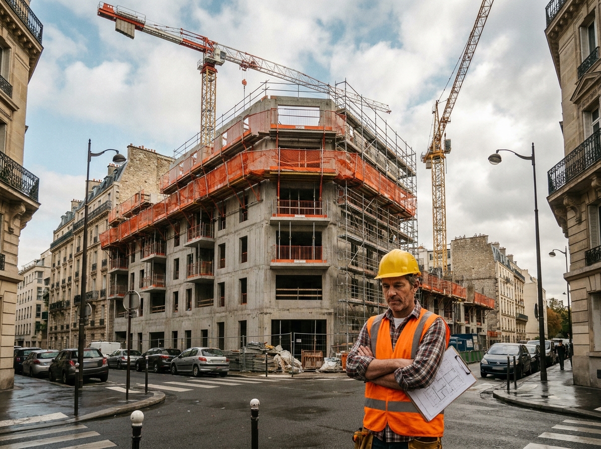 Chantier de construction d'un programme immobilier neuf à Choisy-le-Roi avec un chef de projet