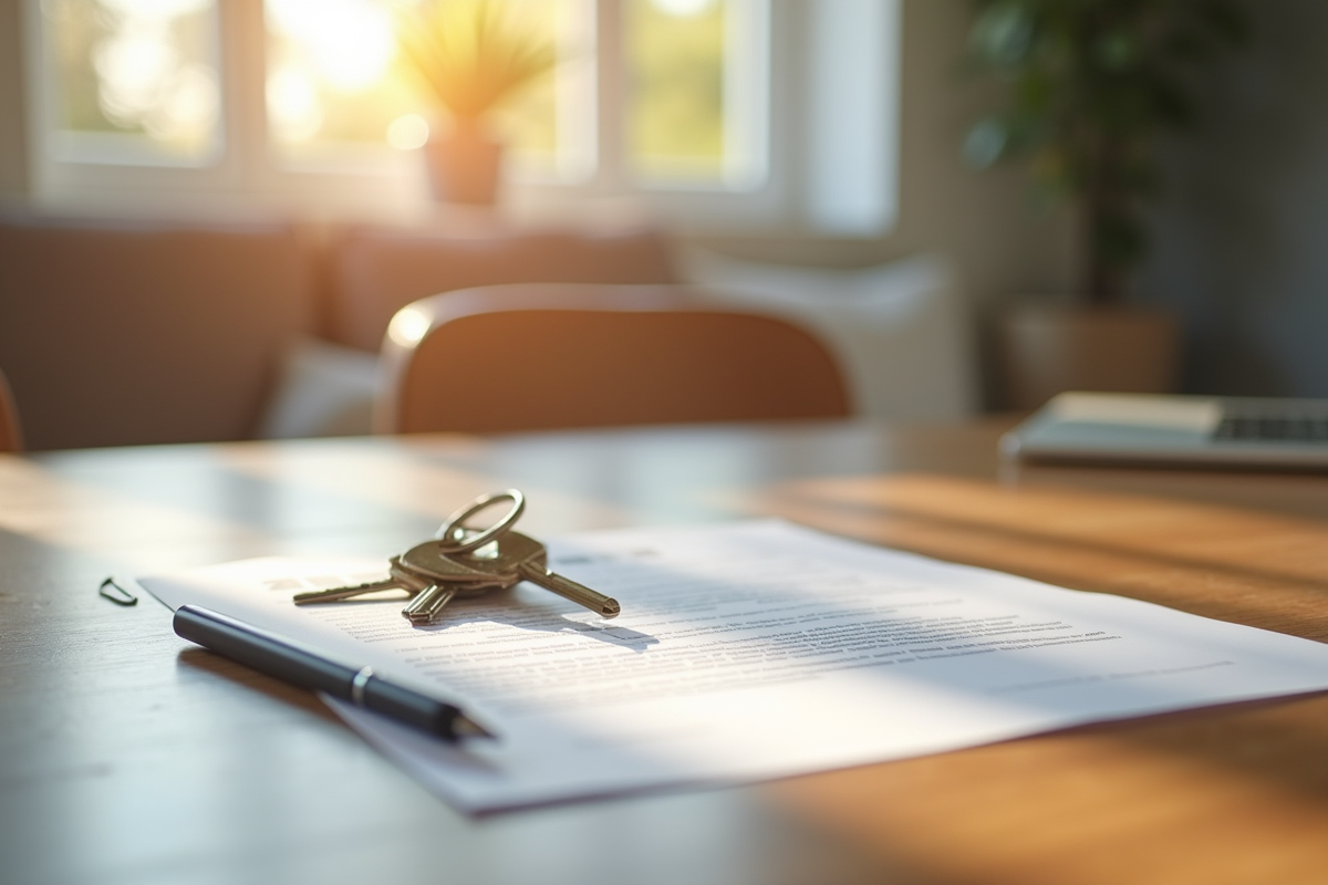 Clés de maison et contrat de location sur une table en bois