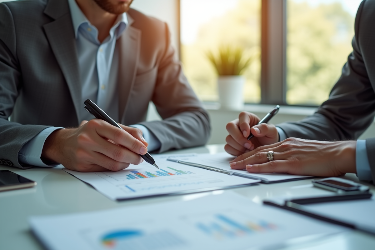 Conseiller financier et client examinant des documents financiers