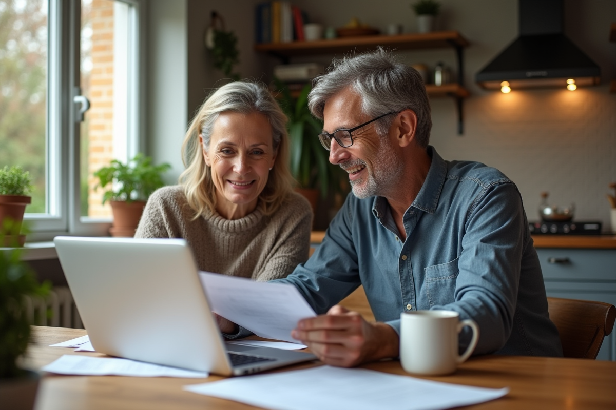 Couple discute de prêt immobilier à la maison