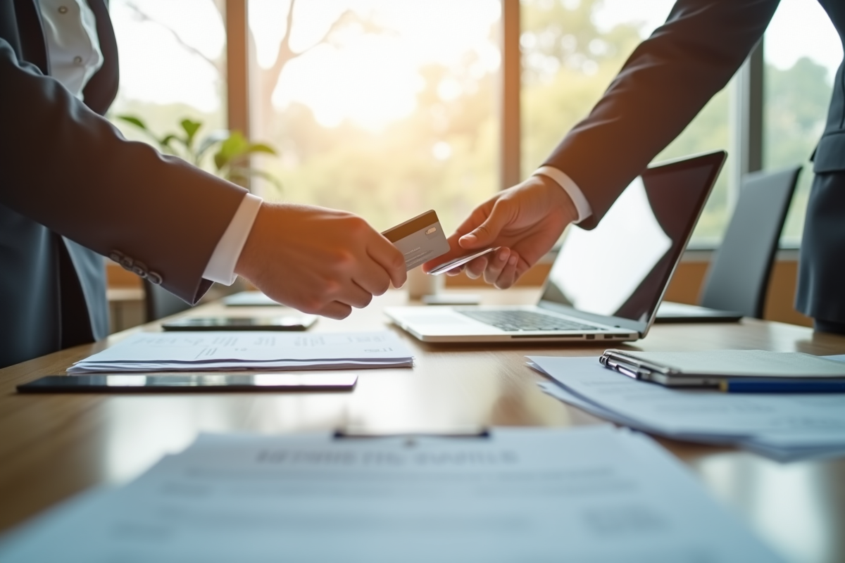 Echange de documents d assurance dans un bureau moderne lumineux