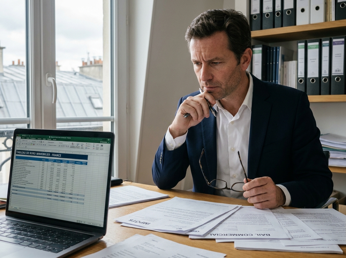 Propriétaire parisien examinant des documents fiscaux pour un investissement en meublé sans accompagnement professionnel