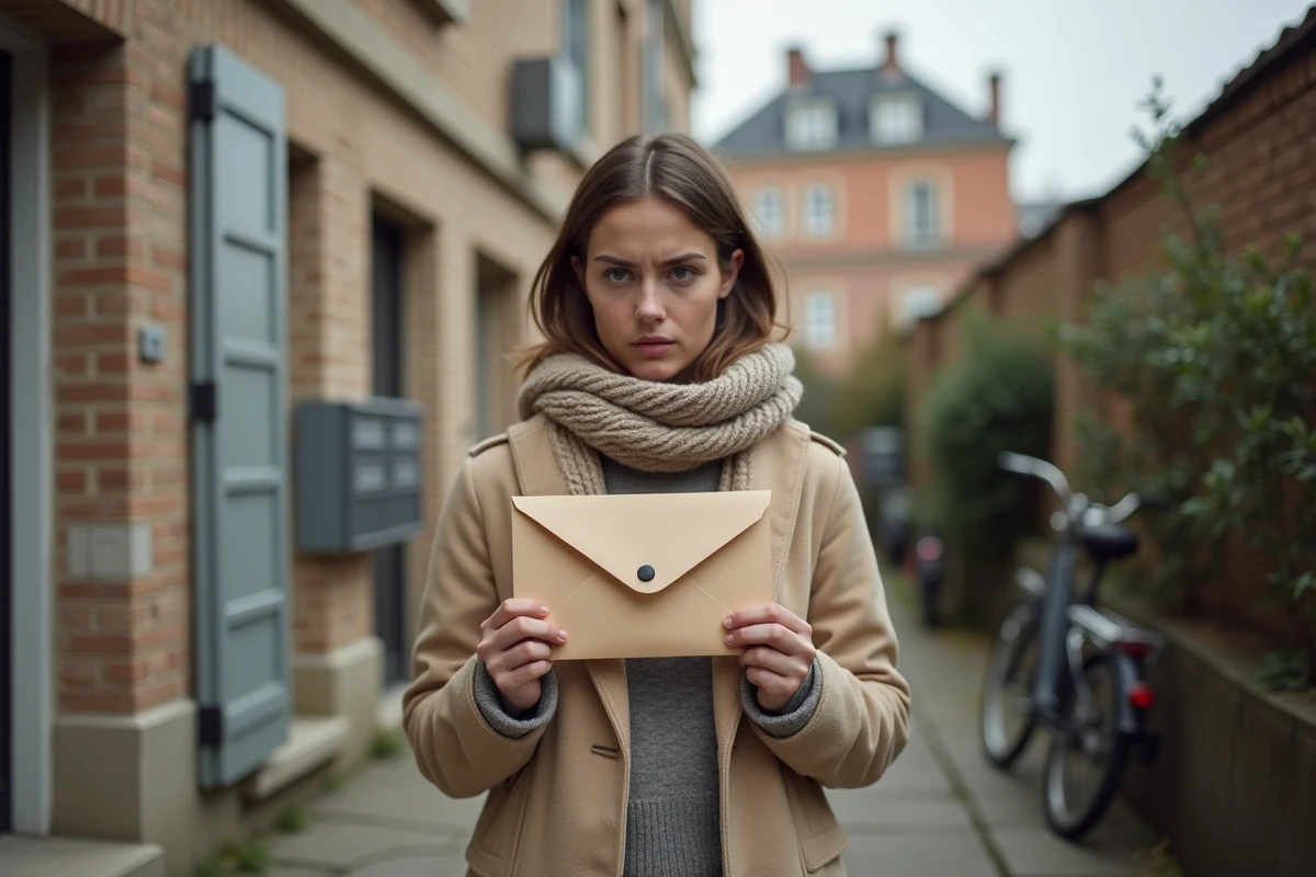 Jeune femme tenant une enveloppe d