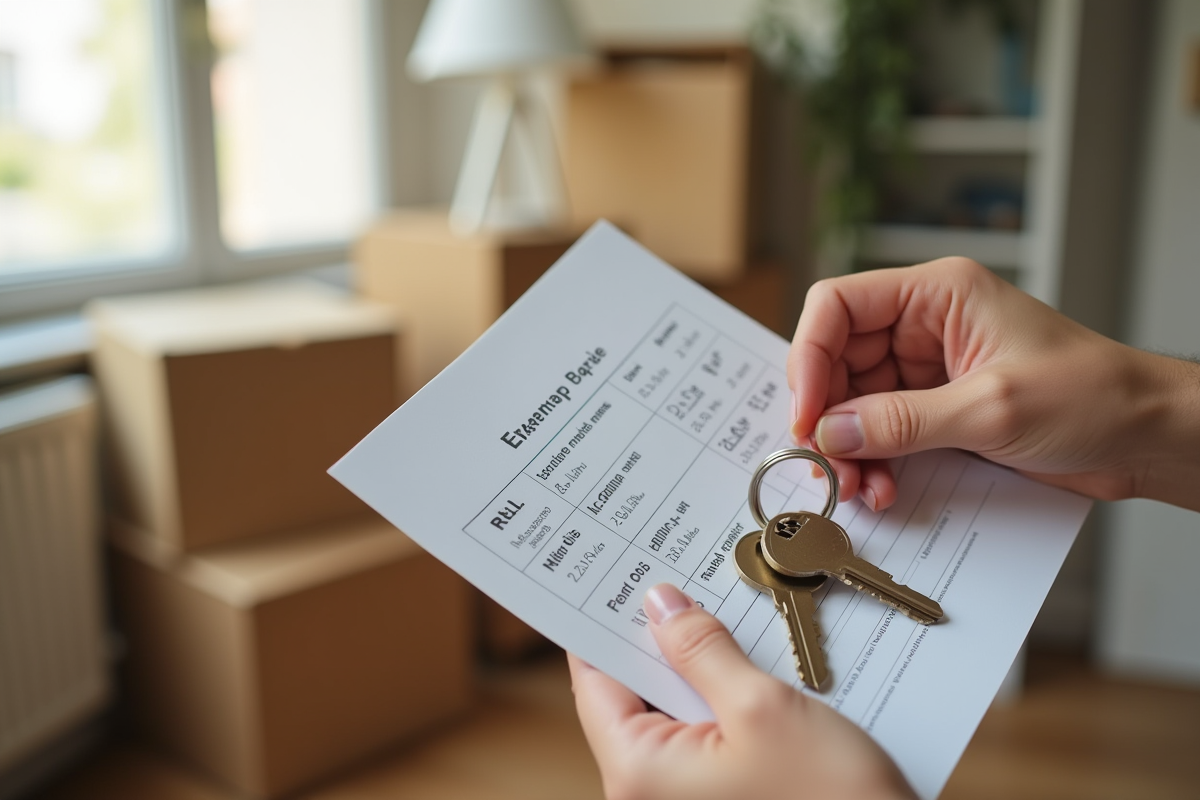 Mains tenant des clés et des factures d