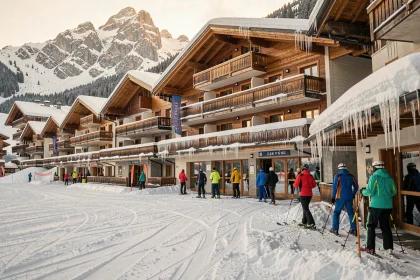 Résidence Croisette aux Menuires avec accès direct aux pistes côté front de neige en hiver