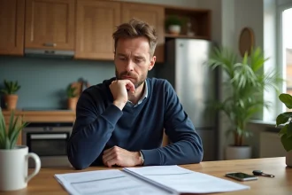 Homme d'âge moyen étudiant des documents de logement