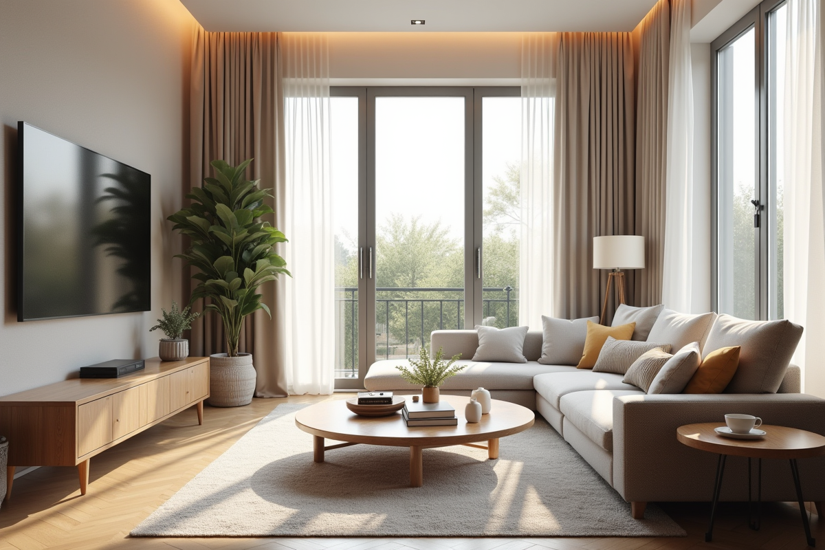 Salon lumineux dans un appartement moderne et spacieux
